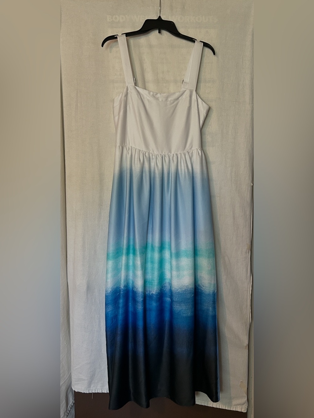 DKNY Maxi Dress White and Blue perfect for dressy or casual NWT MSRP $149.00